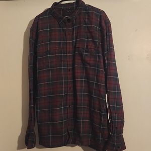 True Religion slim button down plaid blue & burgundy 2Xl